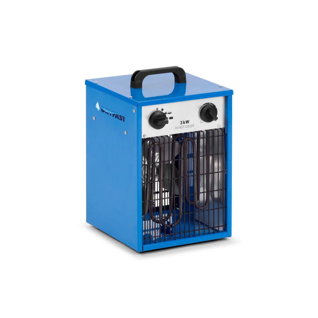 MASKO Elektrische ventilatorkachel, 3 kW, met geïntegreerde thermostaat, 3000 W, 3 warmtestanden, voor binnen en buiten, overbelastingsbeveiliging, ventilator
