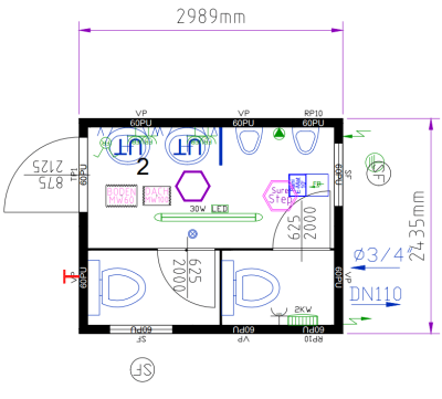 Sanitair unit 10ft 3x2.5m - Afbeelding 4